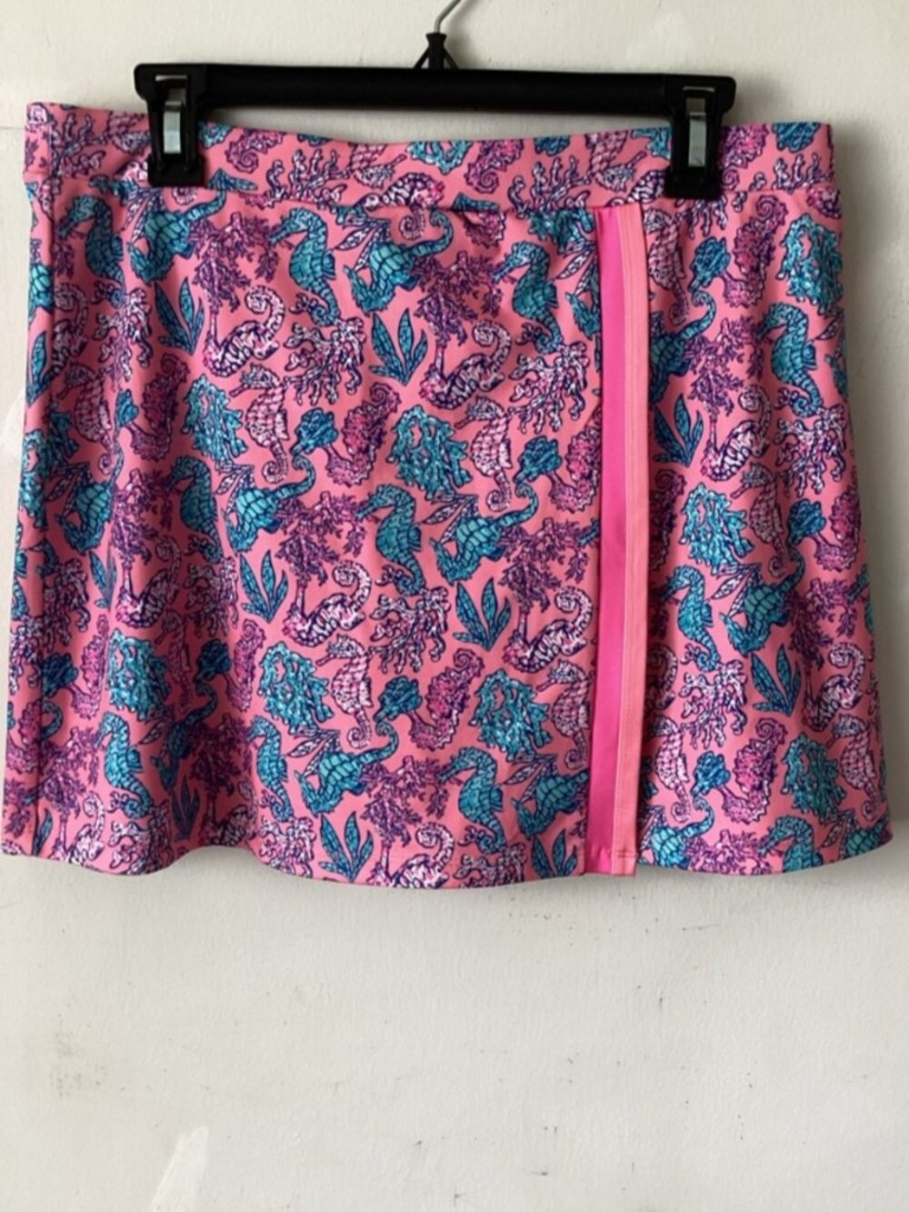 Pink & Teal Seahorse Print Skort